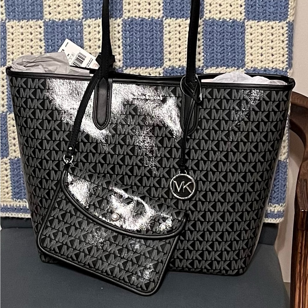 MK black logo bag and wristlet